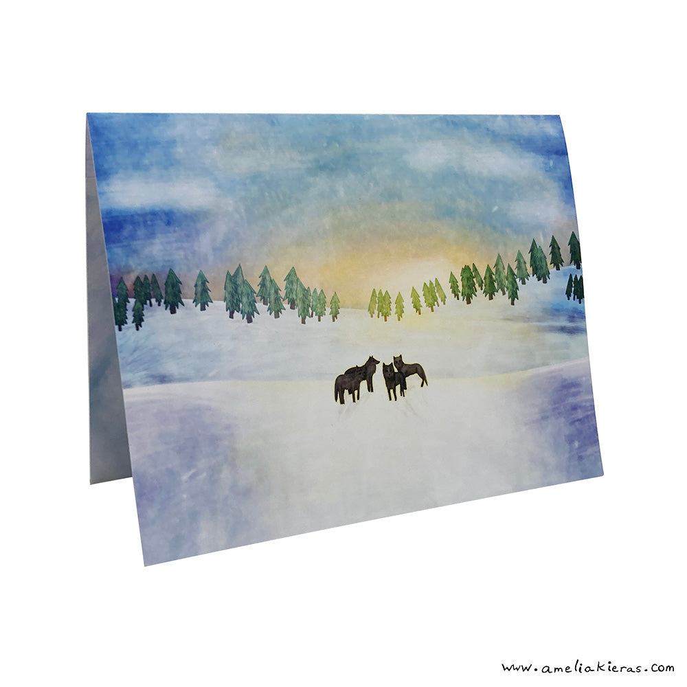 Winter Wolves Holiday 3D Pop Up Card